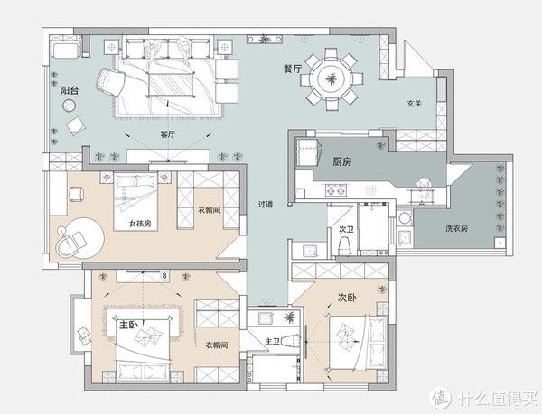 轻奢风|162㎡美式轻奢风装修设计，温馨感十足，还很前卫，客厅感觉很惊艳