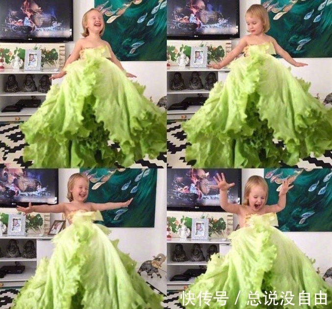 搞笑|超有爱的爸爸妈妈,让女儿把水果和蔬菜当衣裳,拍了一组搞笑照片