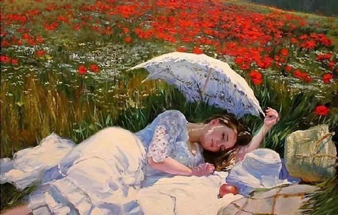 俄罗斯!人体艺术——俄罗斯画家人体油画中的美女娇艳如花