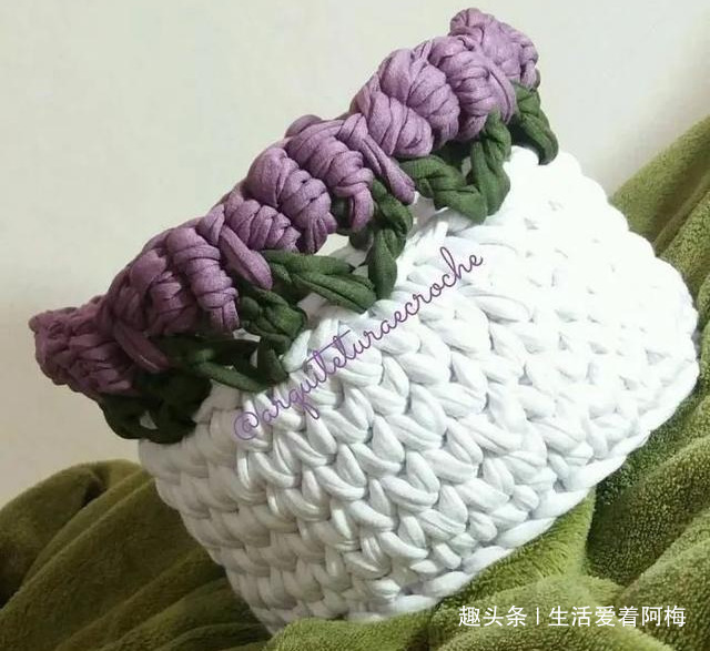 布条这样钩织,快速变收纳筐,放家里不好用吗DIY编织附教程