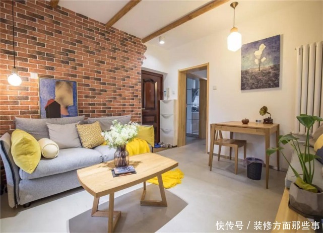 梳妆台|60平混搭风设计用红砖墙搭配木质感,营造复古而又温馨的感觉