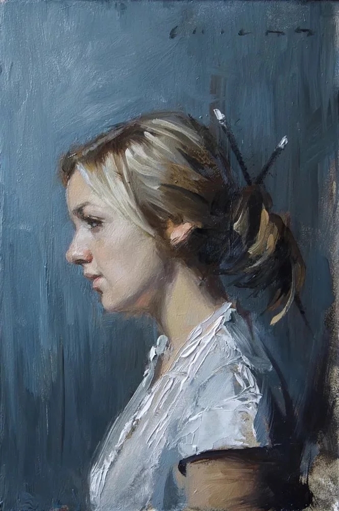 油画#每一幅肖像油画中,凯西·查尔兹都努力捕捉到人类形态的美