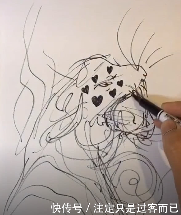 马克笔@大佬在纸上画老虎手稿,看到最后的神作,网友:服了