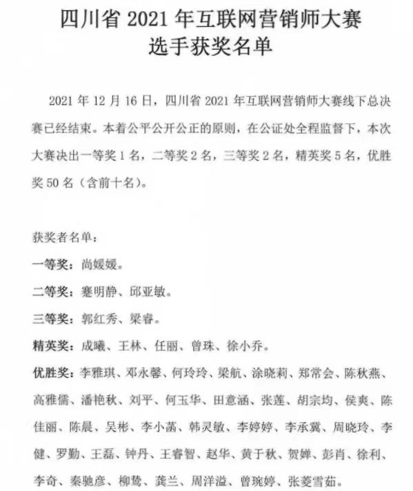 互联网营销师|四川省2021年互联网营销师大赛收官 8.6万人报名参赛 总销售额2.09亿元