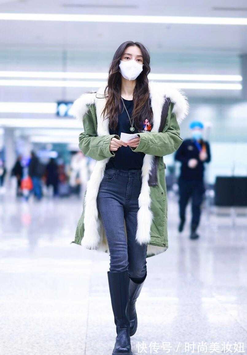 长靴 Angelababy也太瘦了吧!穿紧身牛仔裤满是皱褶,长靴也塞不满