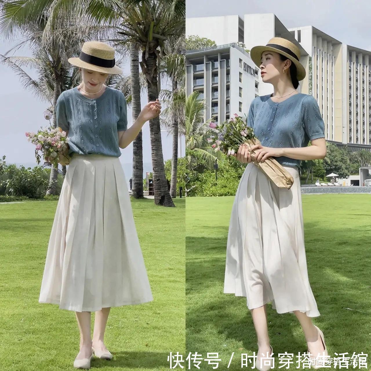 毛衣 今年火了一种穿搭：叫“毛衣+半裙”，时髦又保暖，初秋穿刚刚好