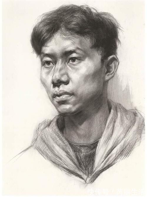 校考!图南画室丨男青年正面素描头像教学讲解丨联考校考素描头像高分卷