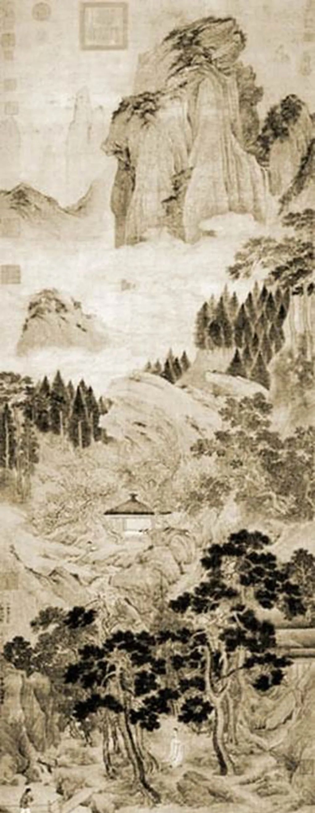 仇英#仇英创作的山水画,对推动文艺事业的发展,起到了很大的作用