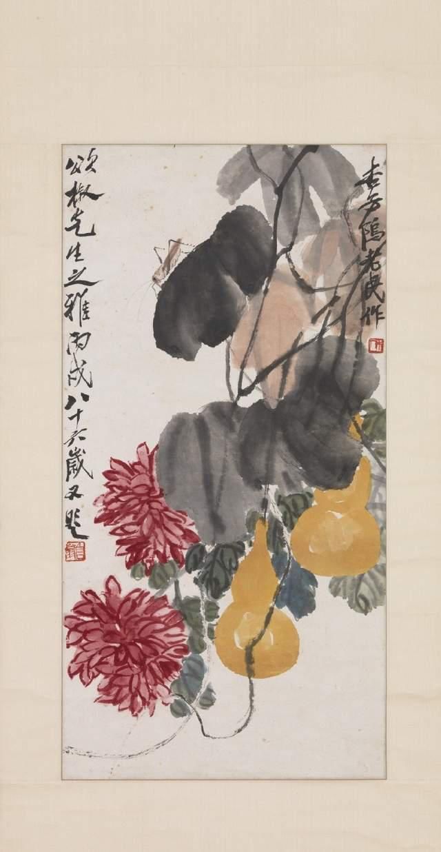  一幅|齐白石的这张葫芦图，一只蚱蜢成就一幅画，价值也翻了10倍