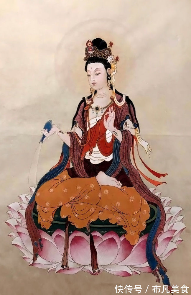 中国画@画家张津梁创作的《观音圣像》,清新疏朗、雅俗共赏