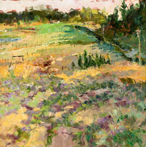 塔尔萨大学&窗外的景色 浓郁的色彩，戴安娜·恩斯沃思的风景油画