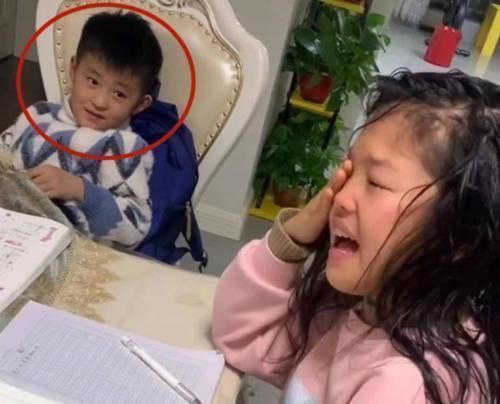 辅导作业|“几减5等于4?”姐姐教弟弟写作业被气哭,弟弟坐一旁表情亮了