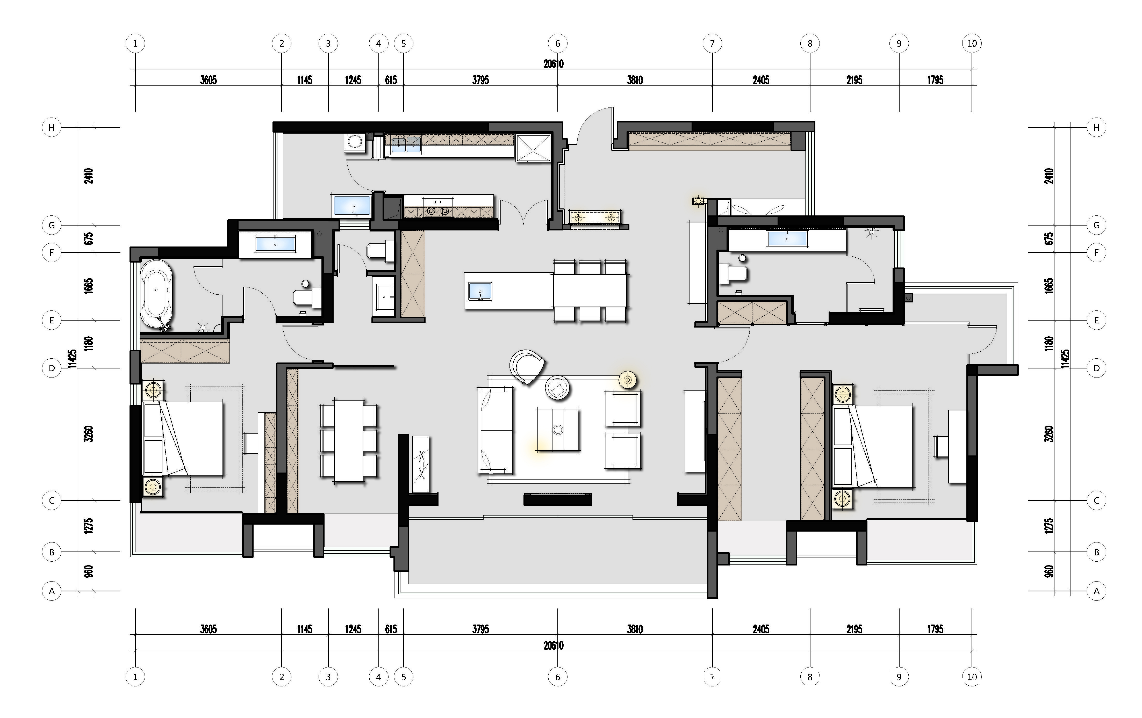 客厅|200㎡江景大宅，现代中式的古朴优雅之美，简约中透着高级