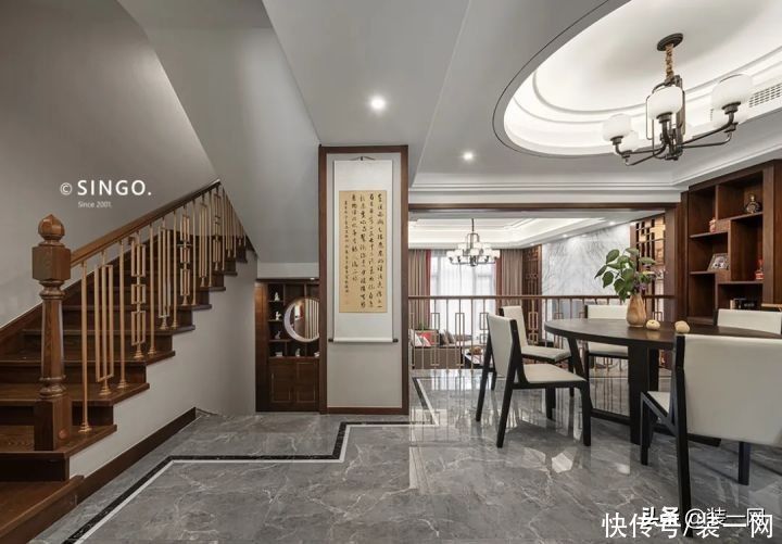 别墅|300㎡新中式实景的“方圆人生”，对称式别墅显中式传承