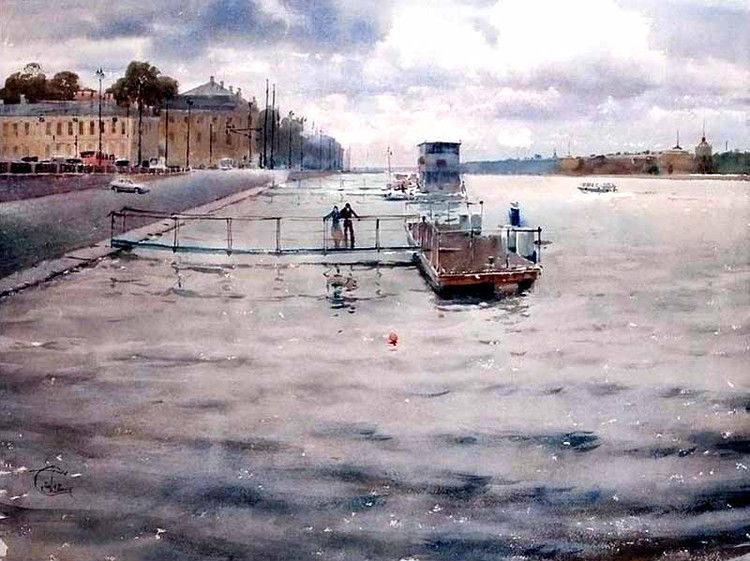 水彩画#美轮美奂!俄罗斯艺术家特梅雷夫的水彩都市景观画