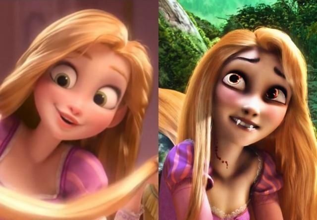 白雪公主#迪士尼公主变成恐怖“怪物”,丧尸让人害怕,吸血鬼画风妖娆