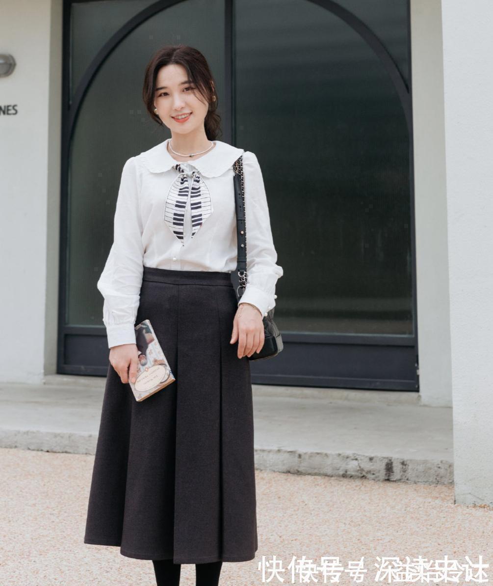 黑色 今春流行“衬衫+黑色半身裙”搭配,减龄时尚优雅,精致显瘦高级