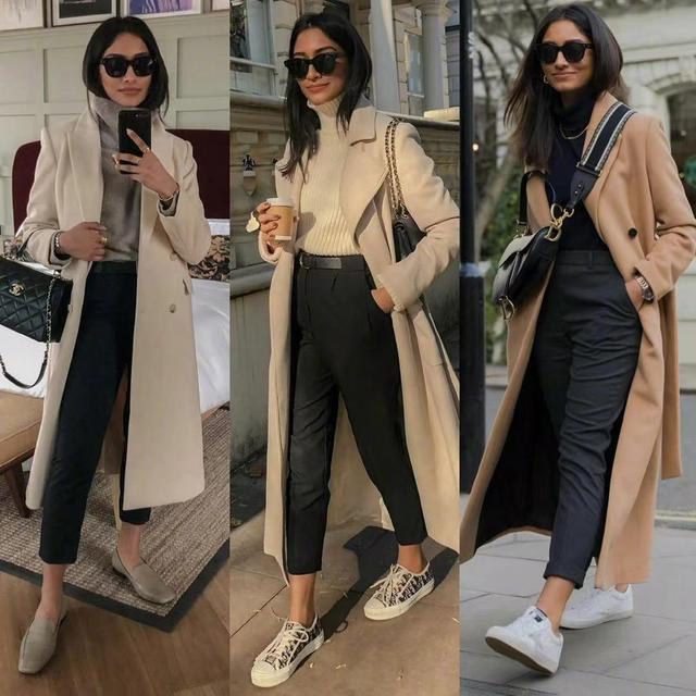 好看的穿搭谁都喜欢!“大衣+裤子”正流行,显瘦显气质