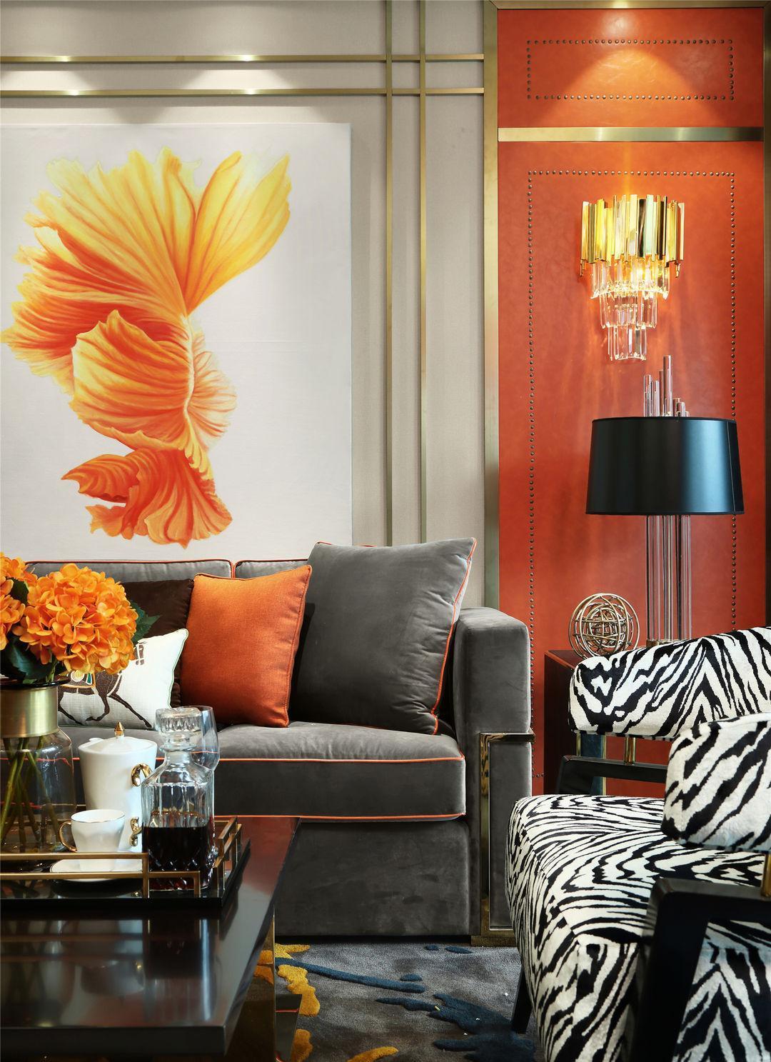 橙色|125平方米的房子这样设计,高级与轻奢并存,太美了