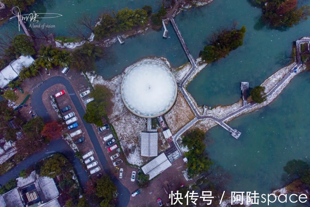 杭州|雪中游西溪，航拍视角下的湿地色彩极其丰富，但留下没几个游客