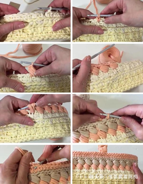 布条这样钩织，快速变收纳筐，放家里不好用吗DIY编织附教程