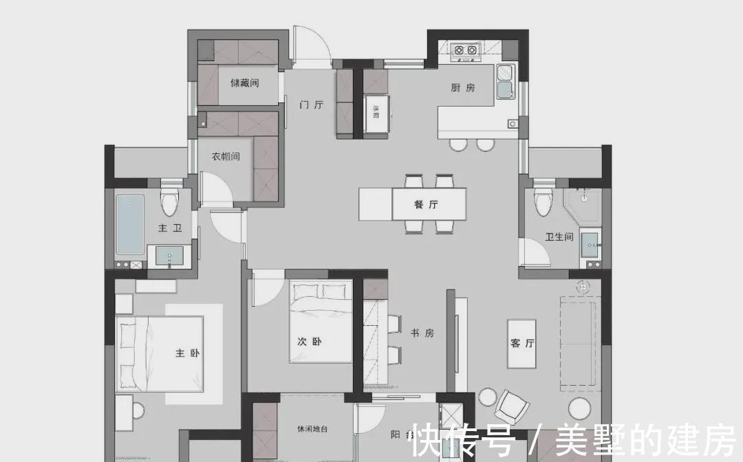 打通|打通两套紧邻65㎡小户型,教科书式分区,打造高颜值130㎡婚房