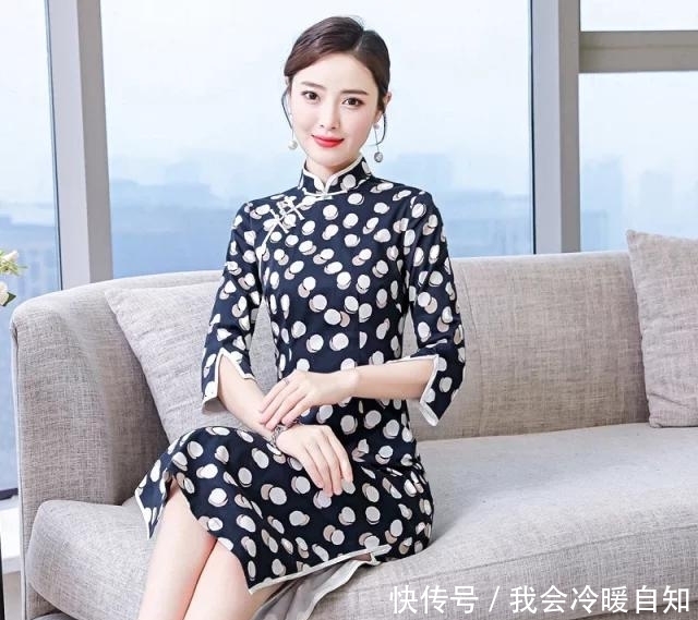 弹力文艺复古旗袍,棉质面料,贴身穿很舒适!