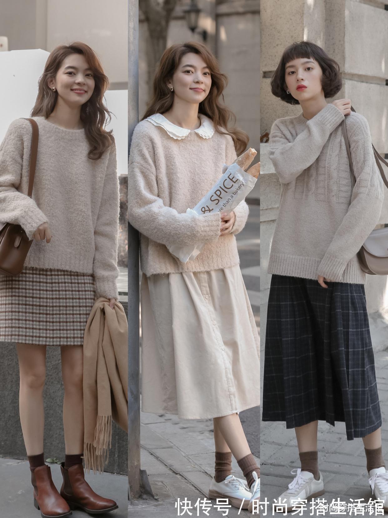 圆领|突然发现,今年火了一种女装:叫“毛衣”,显瘦又百搭,谁穿谁美