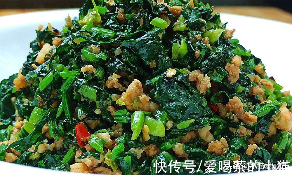 虾仁肉末炒菠菜你试过吗?营养丰富,味道鲜美,好吃特别下饭