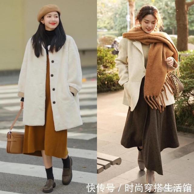 +裤裙 肤色暗黄女人,春天这样穿“大衣+裤裙”,洋气又显白,你买了吗