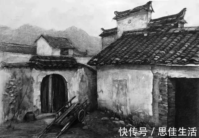 素描#风景素描这样画，既容易上手又有画面效果