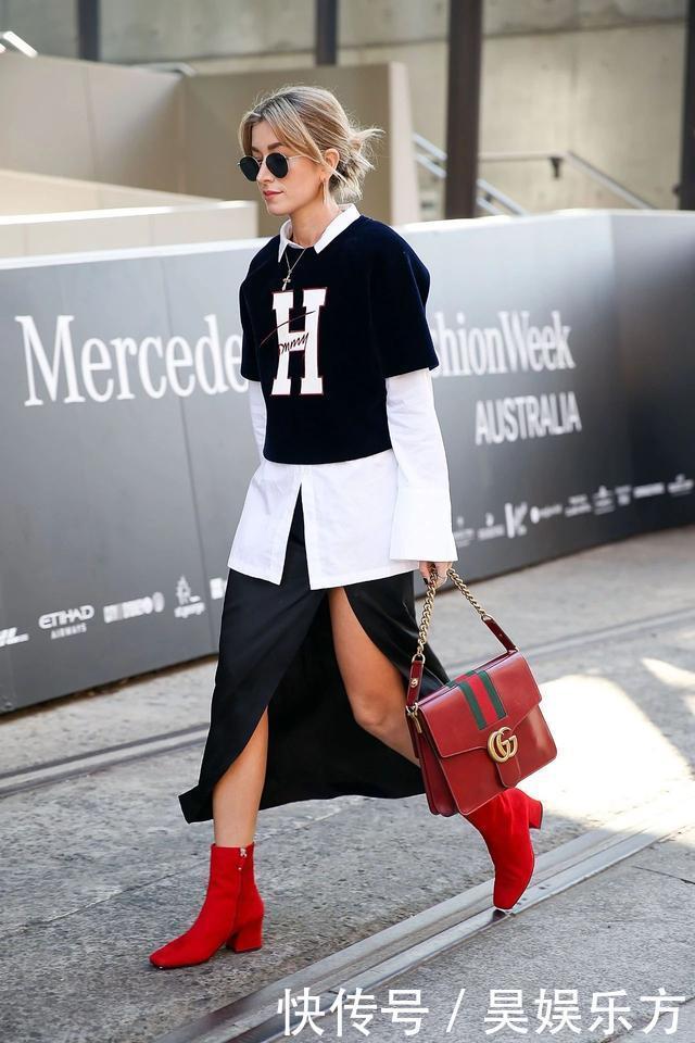 卫衣已经下线,今年开始流行“衬衫+毛衣”叠穿,时髦显瘦又优雅