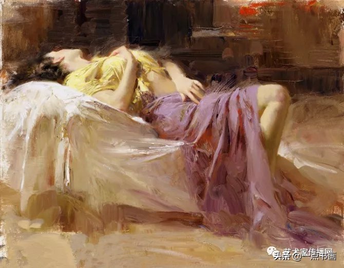 油画!皮诺德埃尼的油画人物,色彩斑斓,动静结合,光彩照人