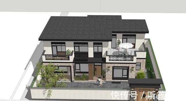 中式|别墅设计两层新中式别墅太棒,不仅带两个露台,庭院还十分巴适!