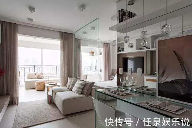 分区|35㎡简约宜家风格装修，用玻璃隔断分区，明显空间通透显宽敞