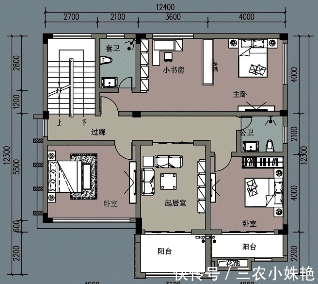 别墅|农村自建12.4米三层板式别墅, 6室1厅, 冬天享受阳光的沐浴, 温暖