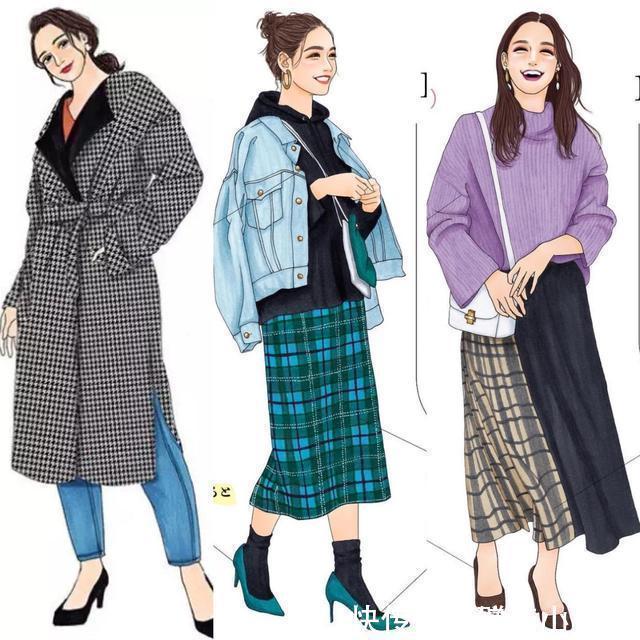 秋冬|日本插画师秋冬手绘穿搭,时髦又实用,每一套都是穿搭范本