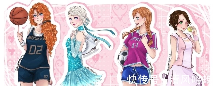 迪士尼公主&插画师将迪士尼公主绘成流行概念风格,使之充满少女活力