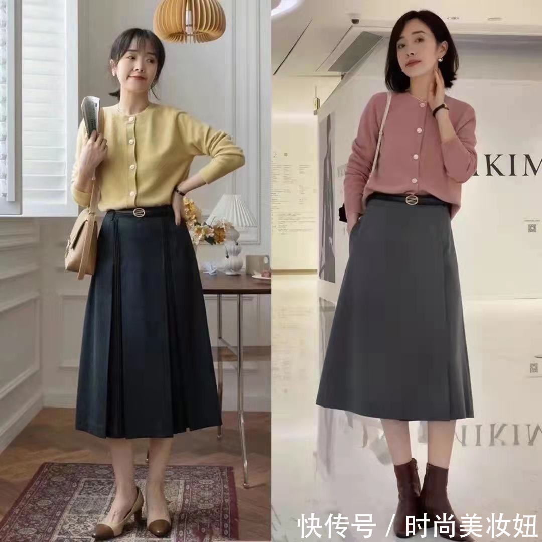 褶皱裙|“毛衣+半身裙”怎么穿更显气质?4个万能穿搭公式,高级又时髦