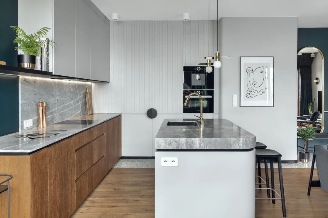 布置|100㎡现代轻奢,极简深色的质感,细节精致的设计,华丽档次