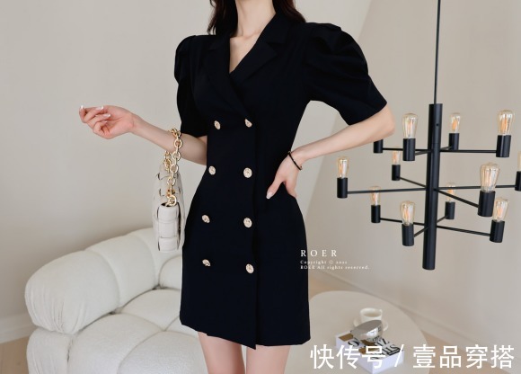 时尚|女神孙允珠高清时尚搭配:黑岩钻石双排扣灯笼玫瑰衬裙