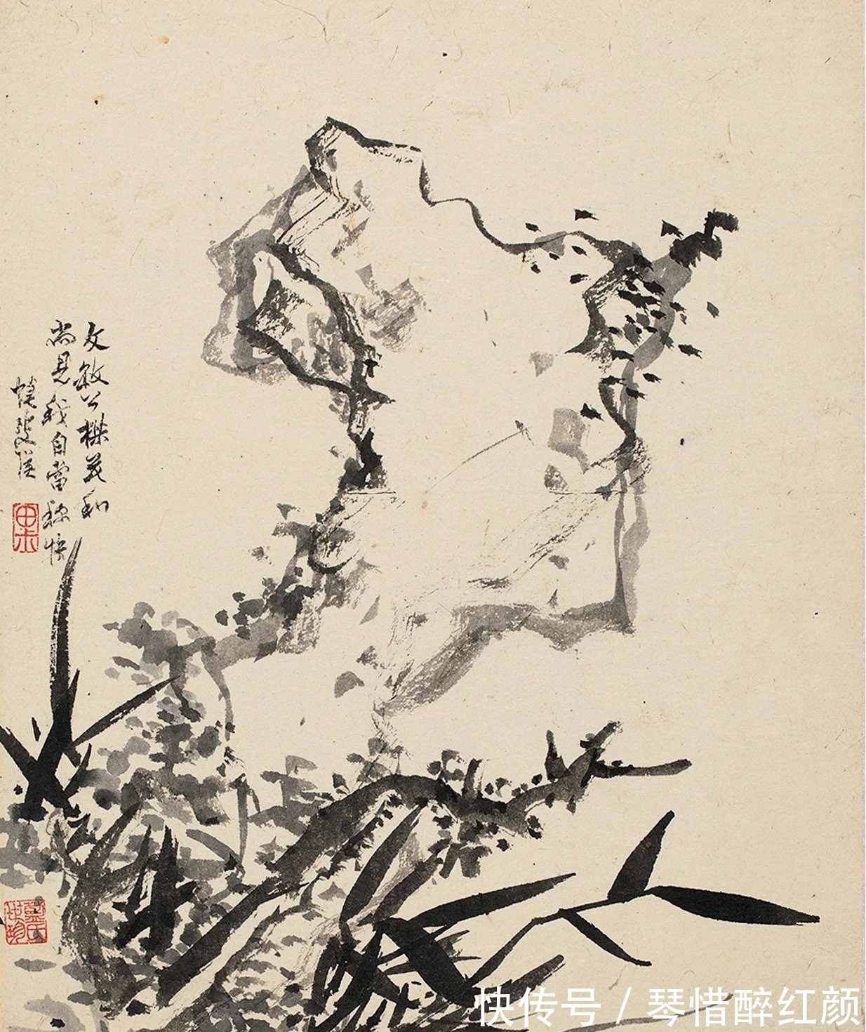 蓝瑛&蓝瑛12张《兰竹石图》,花鸟画最经典的课徒稿