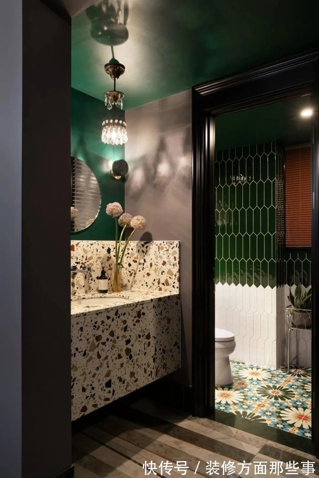 复古风|121平新房,复古风的设计,绿色的点缀,装饰出高雅格调