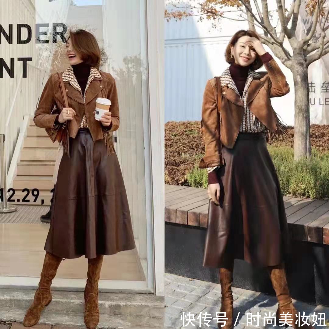 街拍|长靴不一定要配小脚裤,秋冬学会3种搭配,优雅高级又洋气