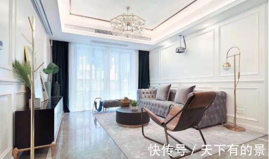 住宅|115㎡美式轻奢住宅,沉稳华丽大气,还有这么大的衣帽间!