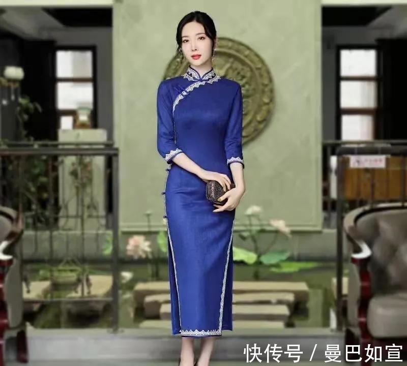 风情 一片落叶知一秋,时尚走优雅秋日路线,长款旗袍勾勒出万种风情