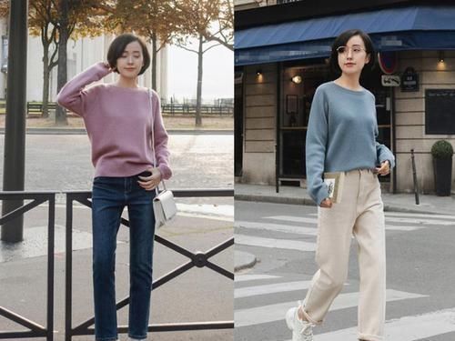 今年火了一种穿搭叫：毛衣+裤子，时髦好看，适合40岁女人穿