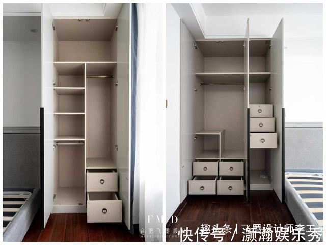 床头柜|建议你们试试靠床安装衣柜，减少卫生死角，夹在两边距离刚刚好