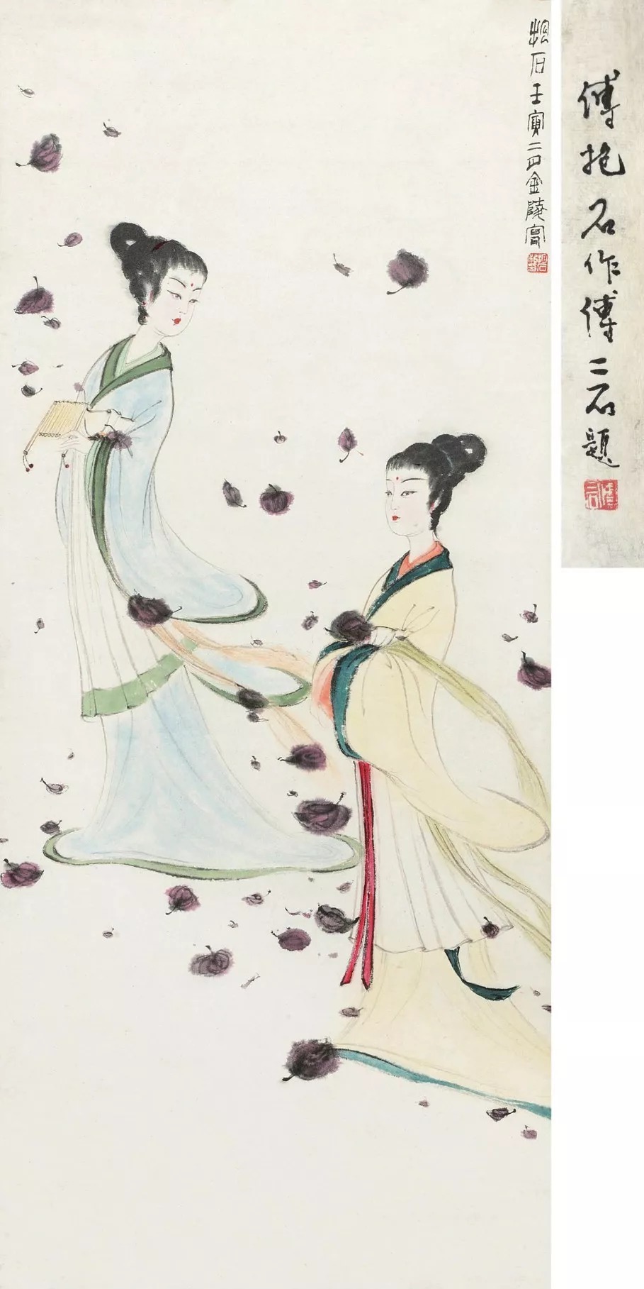 兰亭修禊图|傅抱石如何用笔下的“勾魂三绝”画活历史仕女画的?