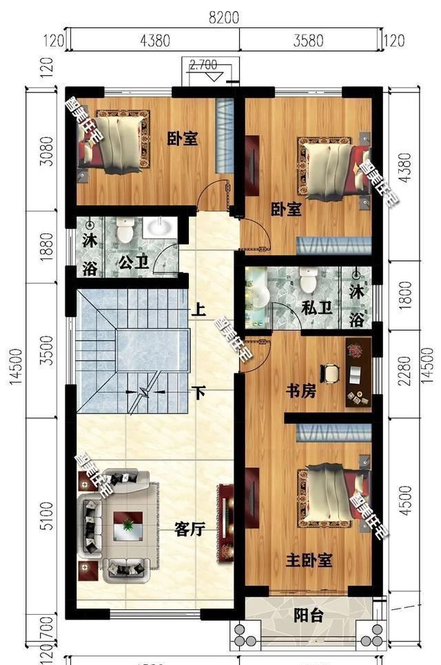 平顶|长宽相差较大的别墅户型,做成平顶或斜顶,造型都耐看!